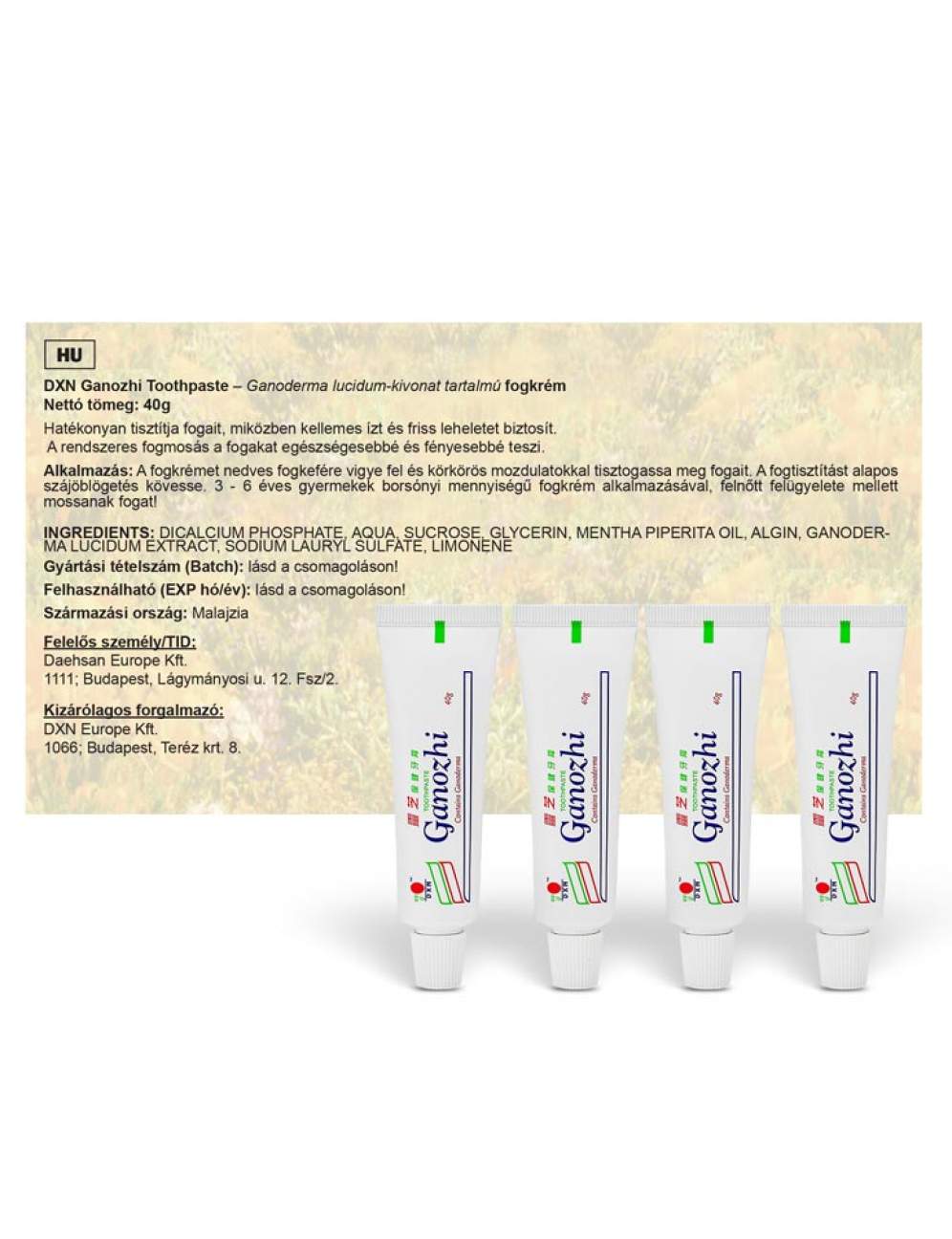 Dentifrice Ganozhi DXN - Lot de 4 (40gr x4)